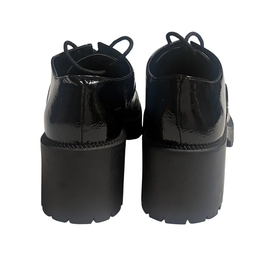 Mix‎ No. 6 Seren Black Patent Lug Sole Block Heel Lace Up Oxfords Shoes 9M